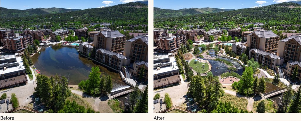 Before and after from bridge